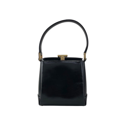 GUCCI Logo Small Handbag Black Vintage xwdrnw