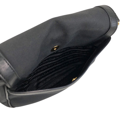 PRADA Logo Shoulder bag Black Vintage 4w22ct