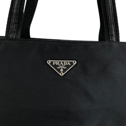 PRADA Tessuto Triangle Logo Totebag Black Vintage 885ief