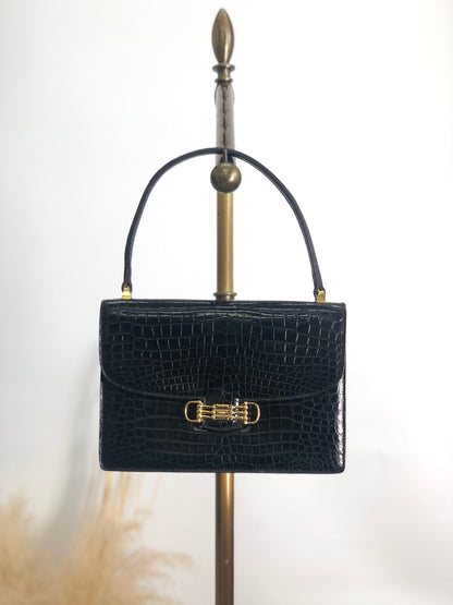 CELINE Horse Bit Handbag Black Vintage 4mkifm