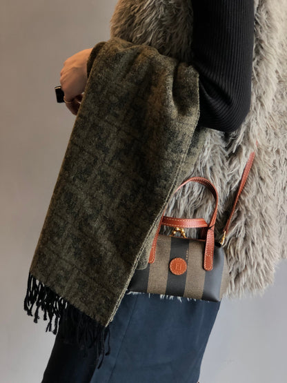 FENDI Zucca Scarf Khaki Vintage 6s46dp