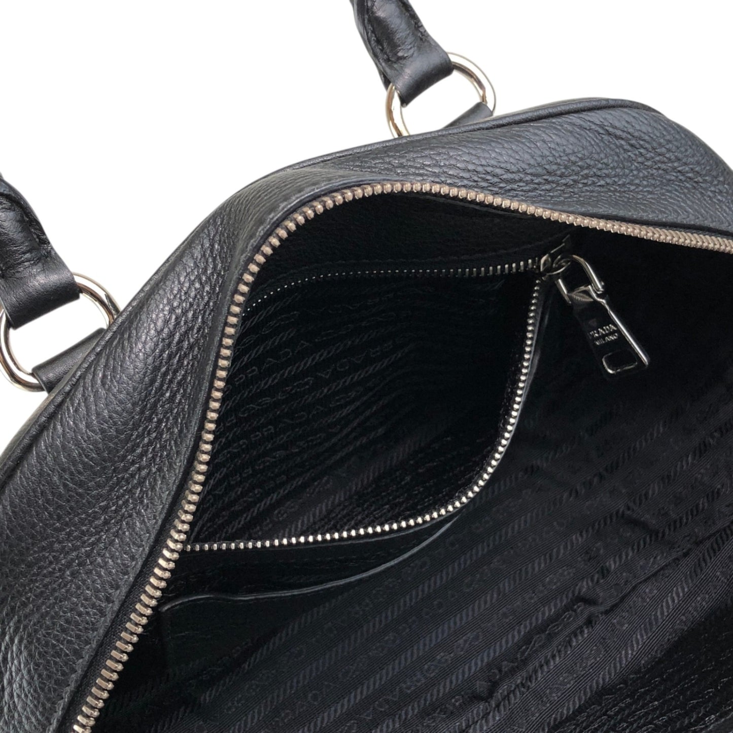 PRADA Logo Two-way Small Boston bag Shoulder bag Black Vintage 6yvxeb