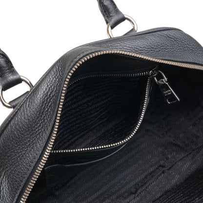 PRADA Logo Two-way Small Boston bag Shoulder bag Black Vintage 6yvxeb