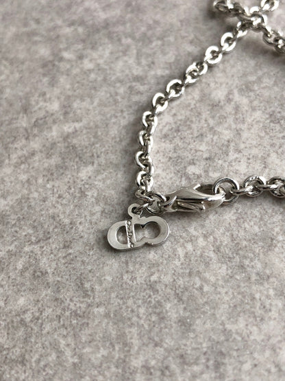 Christian Dior CD Logo Rhinestone Bracelet Silver Vintage jaxr3c