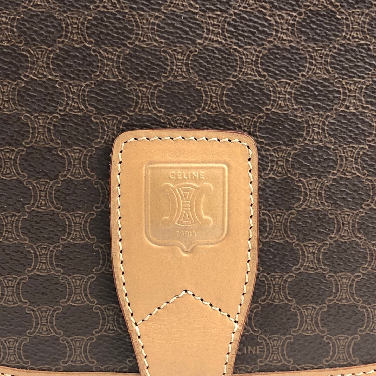 CELINE Macadam Blason Flap Shoulder bag Brown Vintage 7sfwkz