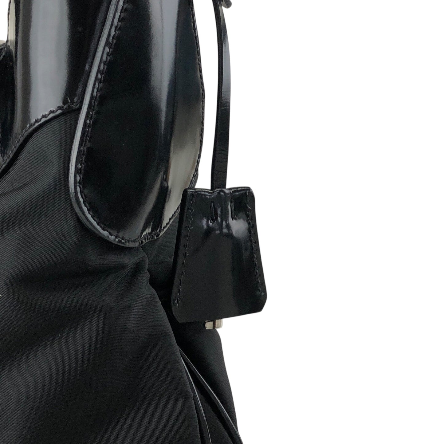 PRADA Logo Front Lock Shoulder bag Black Vintage jh2gpw