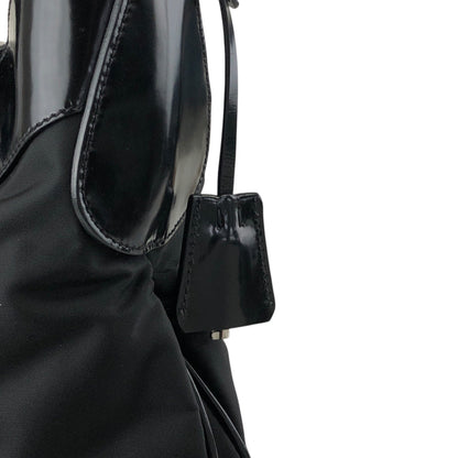 PRADA Logo Front Lock Shoulder bag Black Vintage jh2gpw