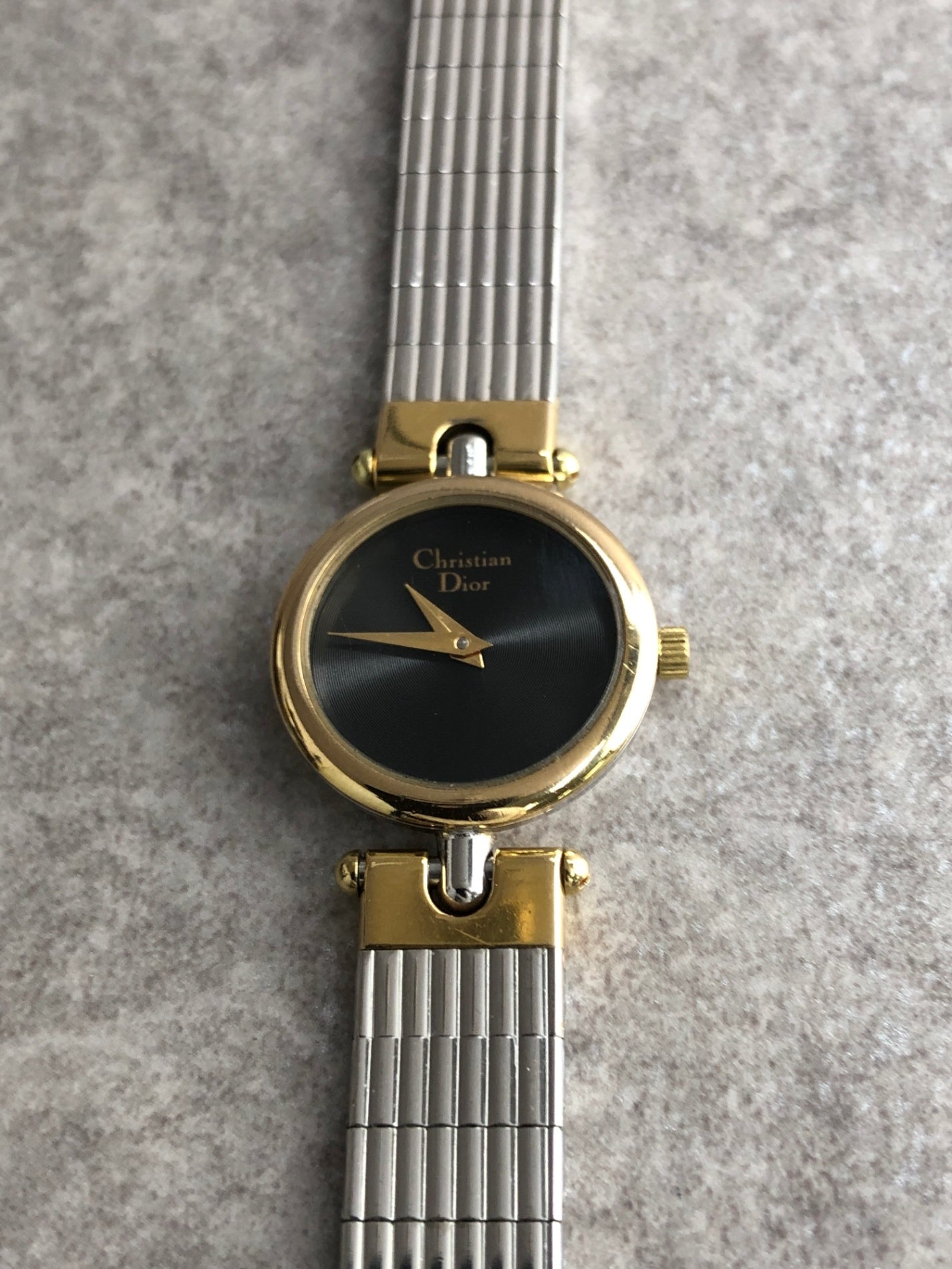 Christian Dior Logo Quartz Watch Silver×Gold 3025 Vintage 3es7fc