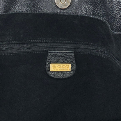 GUCCI Logo Embossed Shoulder bag Black Vintage aga2sh