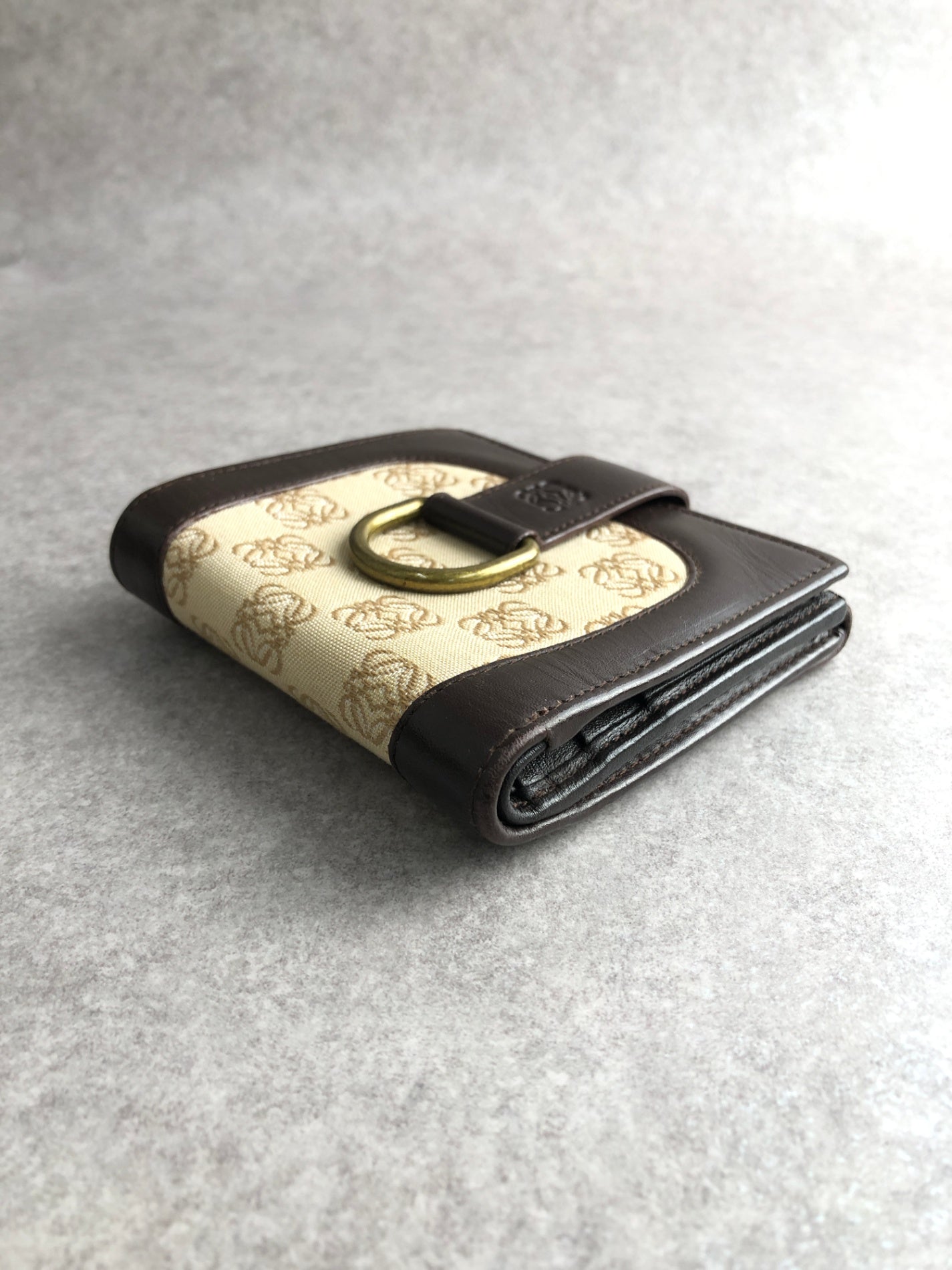 LOEWE Anagram Folded Wallet Beige Vintage etbwwx