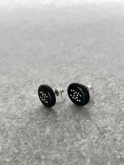 CHANEL Coco Mark Pierced Black Vintage 3rsdzf