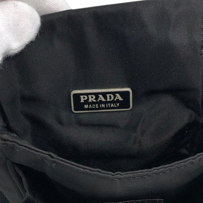 PRADA Tessuto Triangle Logo Front Buckle Small Shoulder bag Black Vintage efbuwg