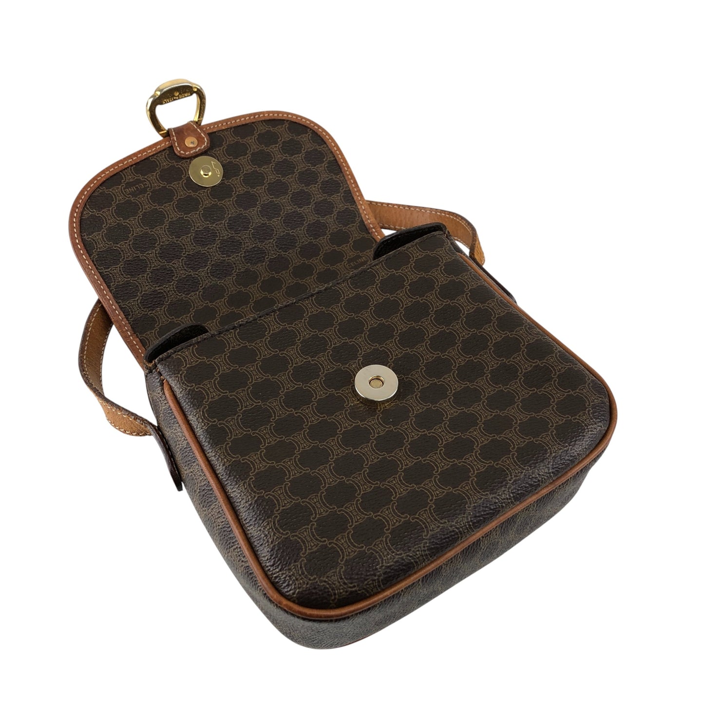 CELINE Macadam Horse Bit Shoulder bag Brown Vintage ejz44f