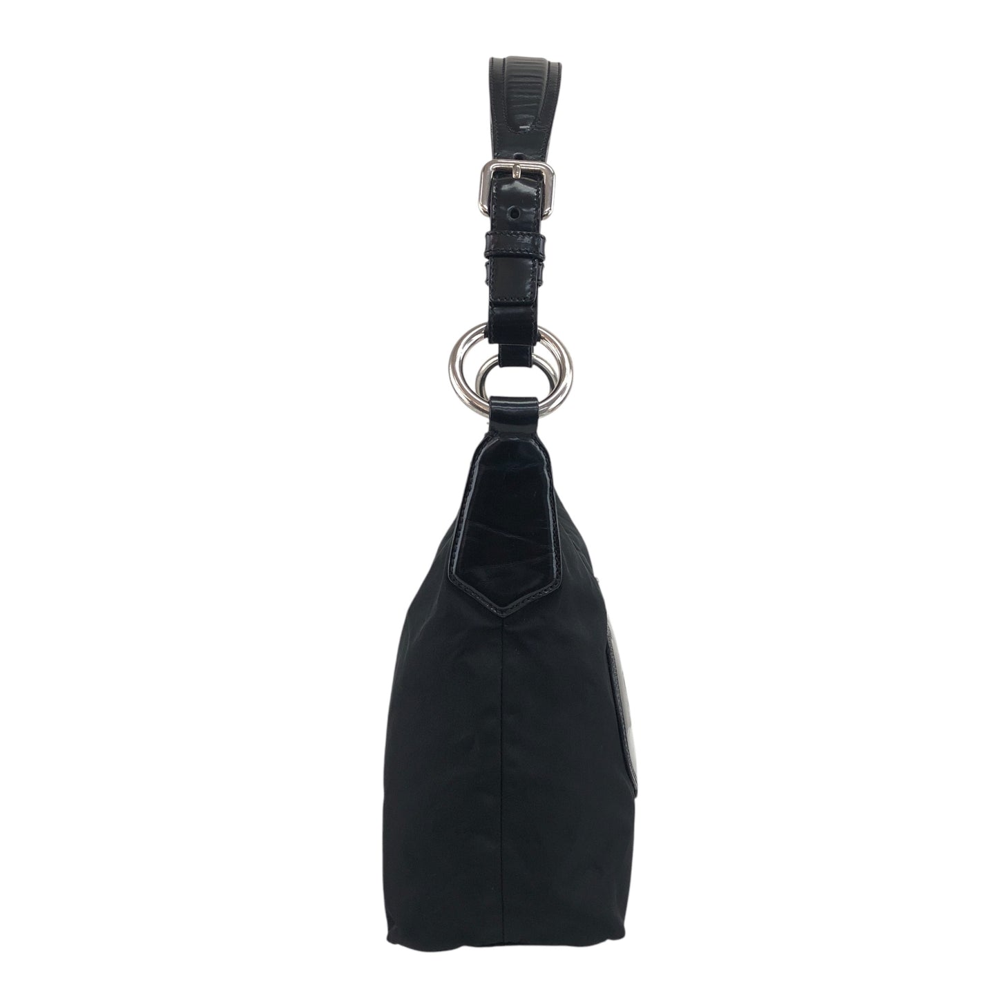 PRADA Logo Shoulder bag Hobobag Black Vintage wr3yar