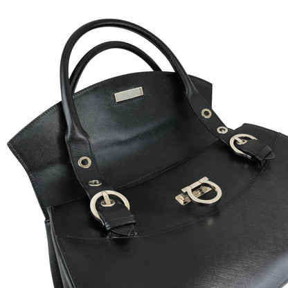 Salvatore Ferragamo Gancini Handbag Black Vintage 7wdsnj