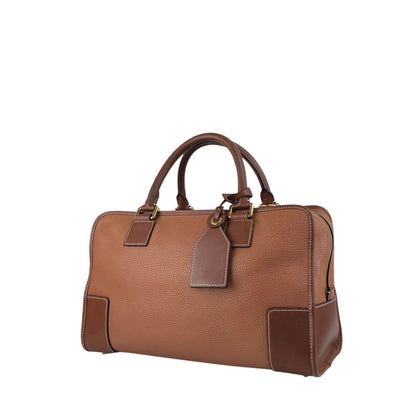 LOEWE Amazona36 Anagram Handbag Boston bag PinkBrown Vintage 2x2n6u