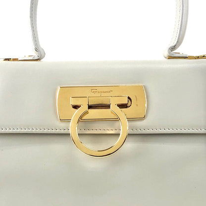 Salvatore Ferragamo Gancini Two-way Handbag Shoulder bag White Vintage d37hra