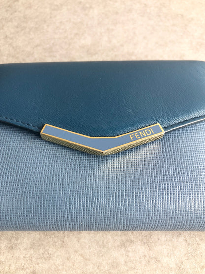 FENDI Embossed Folded Wallet Blue Vintage ngxet7