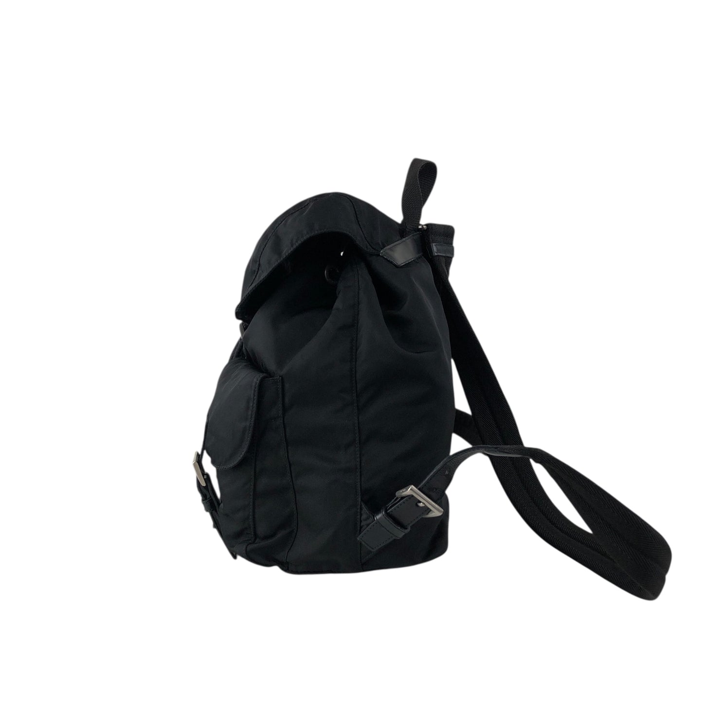 PRADA Tessuto Triangle Logo Double Pocket Backpack Black Vintage e8i3ab