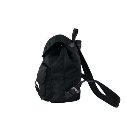 PRADA Tessuto Triangle Logo Double Pocket Backpack Black Vintage e8i3ab