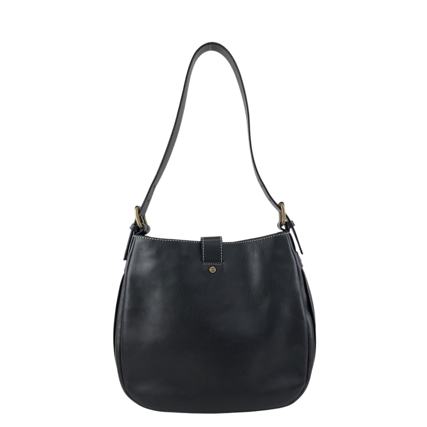 CELINE Front Buckle Shoulder bag Black Vintage f5ds3s