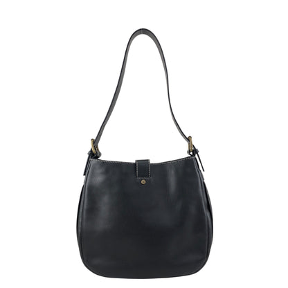 CELINE Front Buckle Shoulder bag Black Vintage f5ds3s