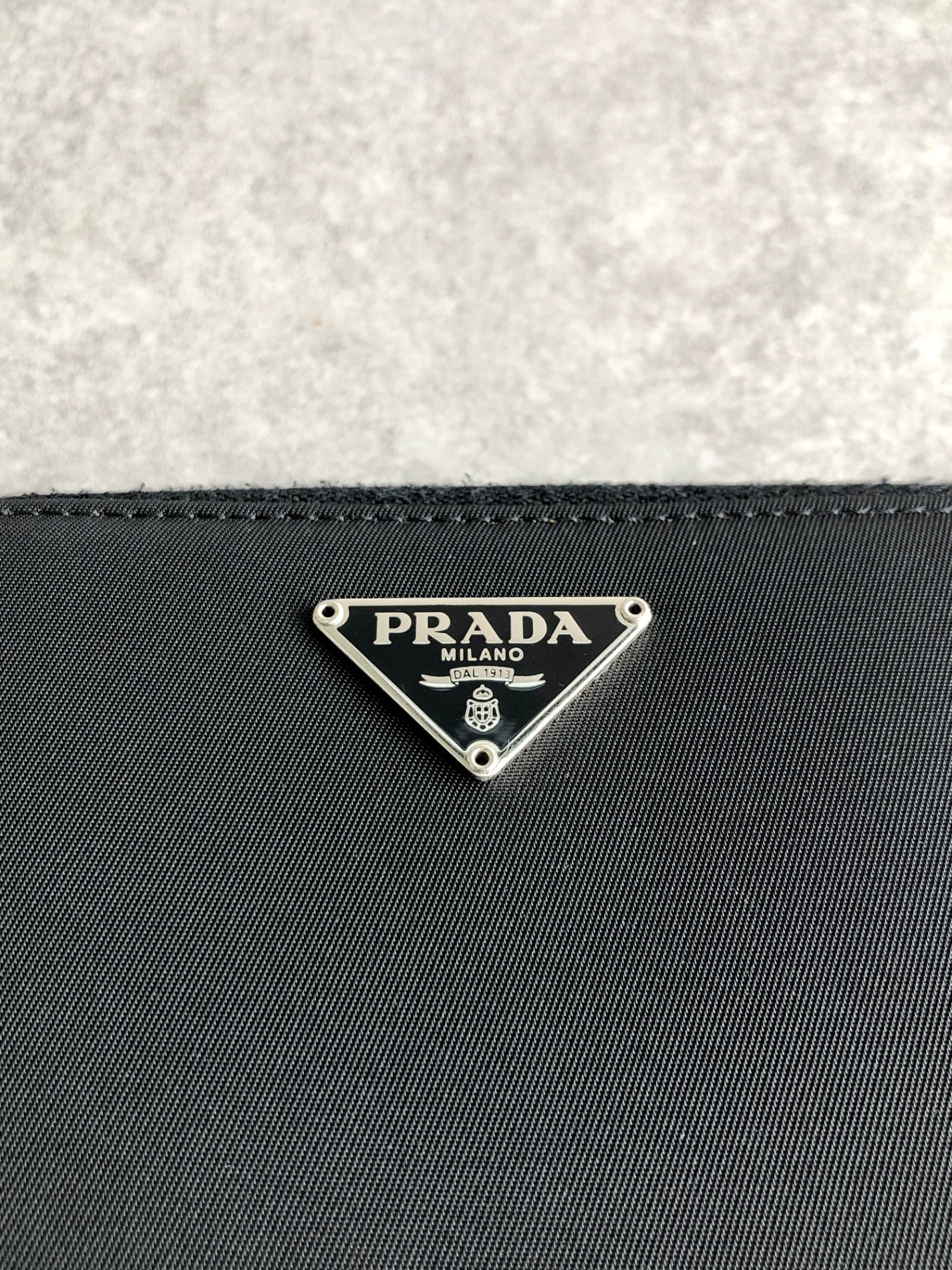 PRADA Triangle Logo Folded Wallet Black Vintage anxsdp