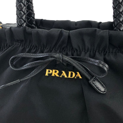 PRADA Logo Ribbon Nylon Leather Two-way Crossbody Shoulder bag Totebag Black Vintage c6kcye