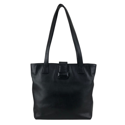 CHANEL Logo Handbag Totebag Black Vintage 6vtcfe