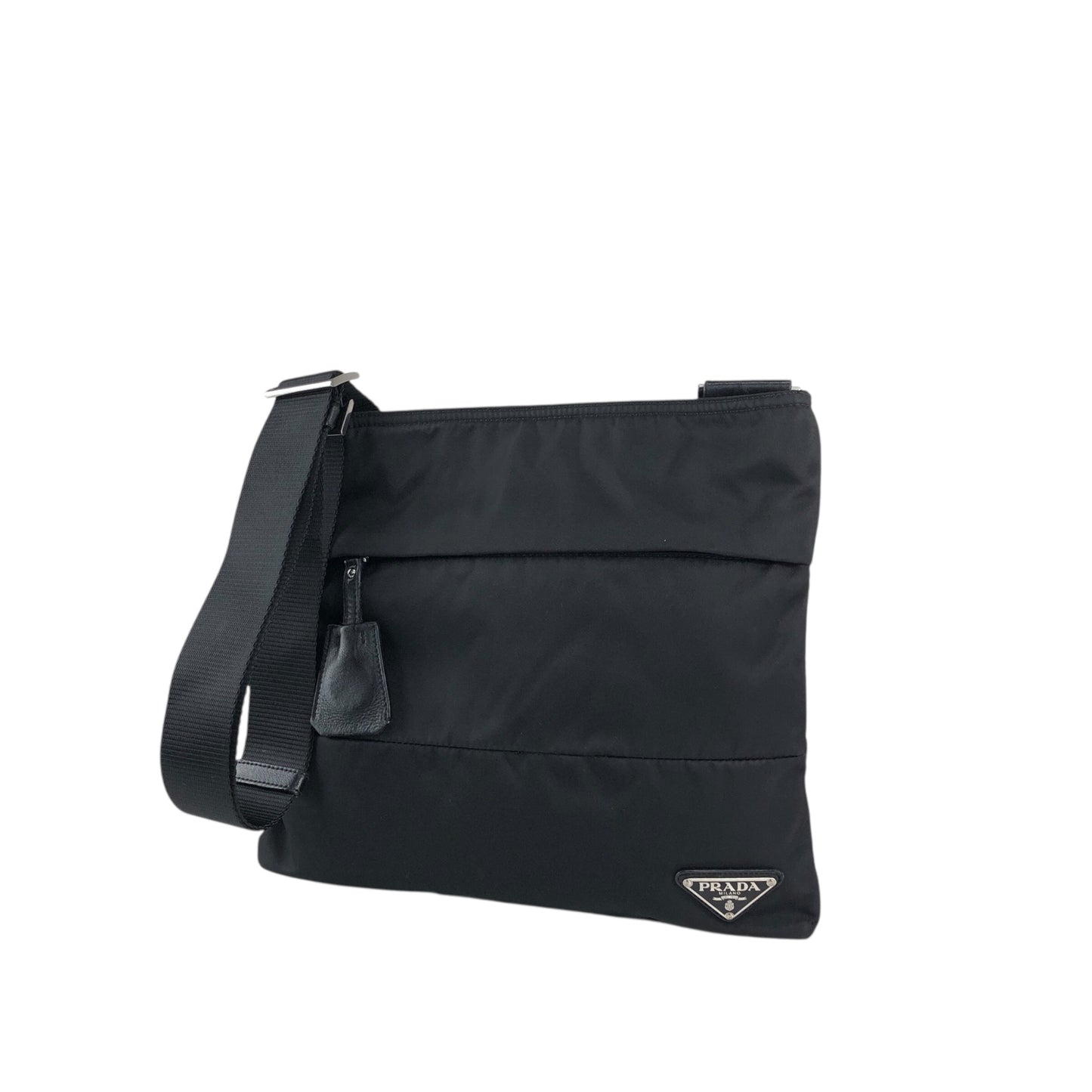 PRADA Tessuto Triangle Logo Shoulder bag Black Vintage f7iw67