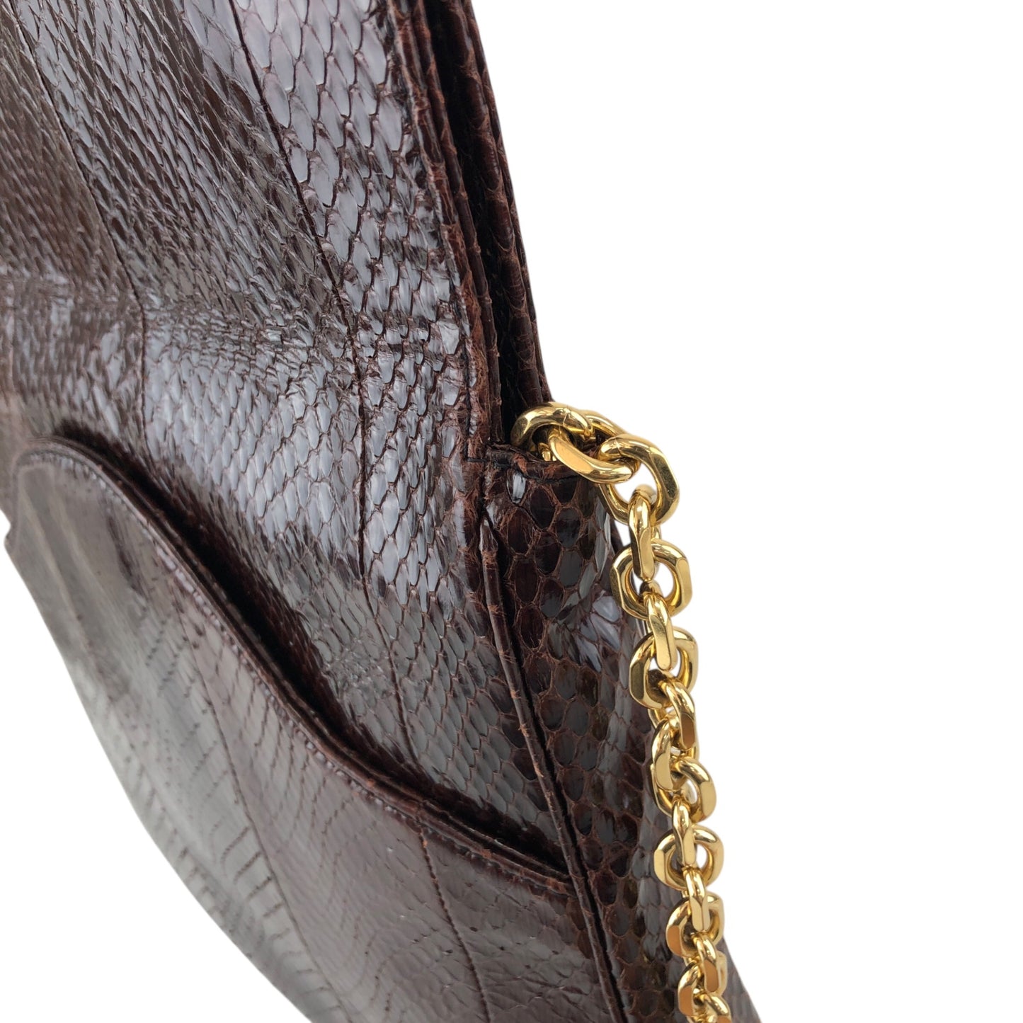 CELINE Two-way Handbag Chain Shoulder bag Brown Vintage 2b68me