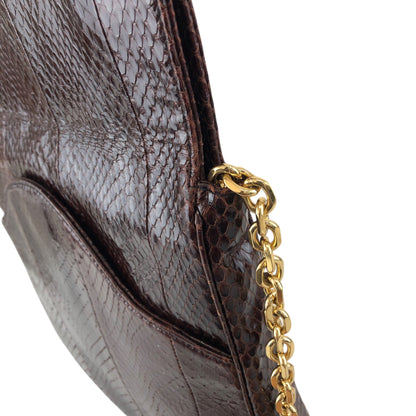 CELINE Two-way Handbag Chain Shoulder bag Brown Vintage 2b68me