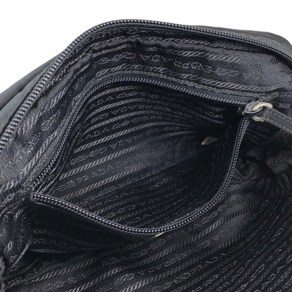PRADA Tessuto Triangle Logo Front Buckle Shoulder bag Black Vintage 3ce7c7