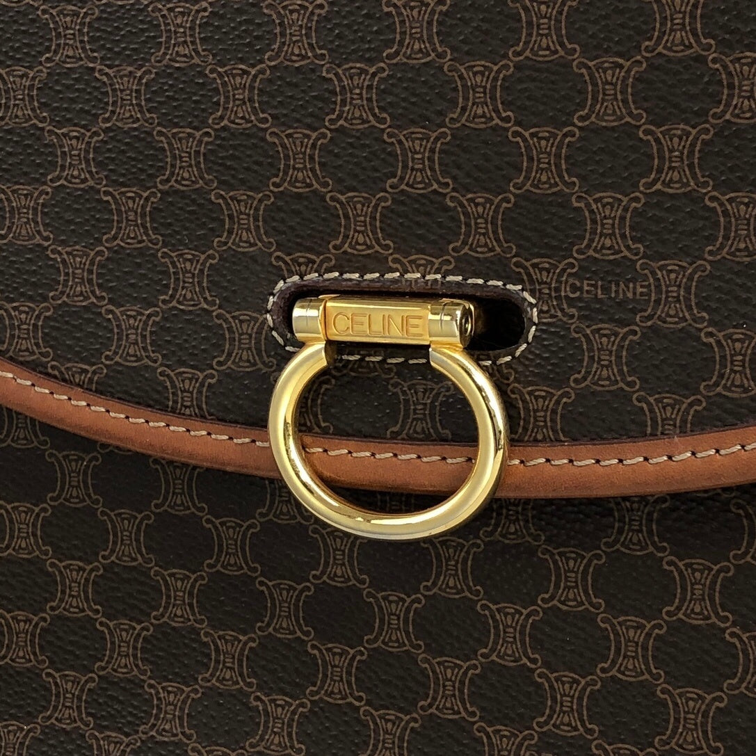 CELINE Macadam Horse Bit Shoulder bag Brown Vintage 3w54jc