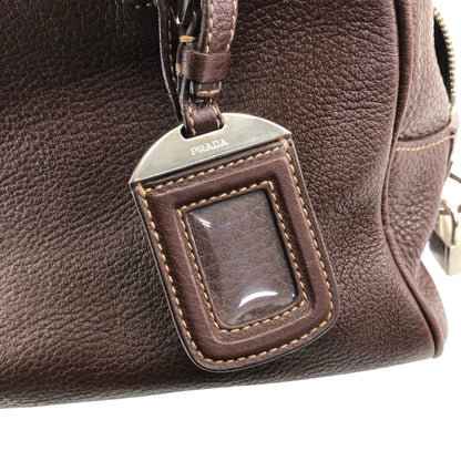 PRADA Logo Embossed Handbag Boston bag Brown Vintage pn7xkf