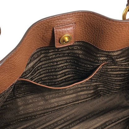 PRADA Logo Two-way Handbag Shoulder bag Brown Vintage avpisn