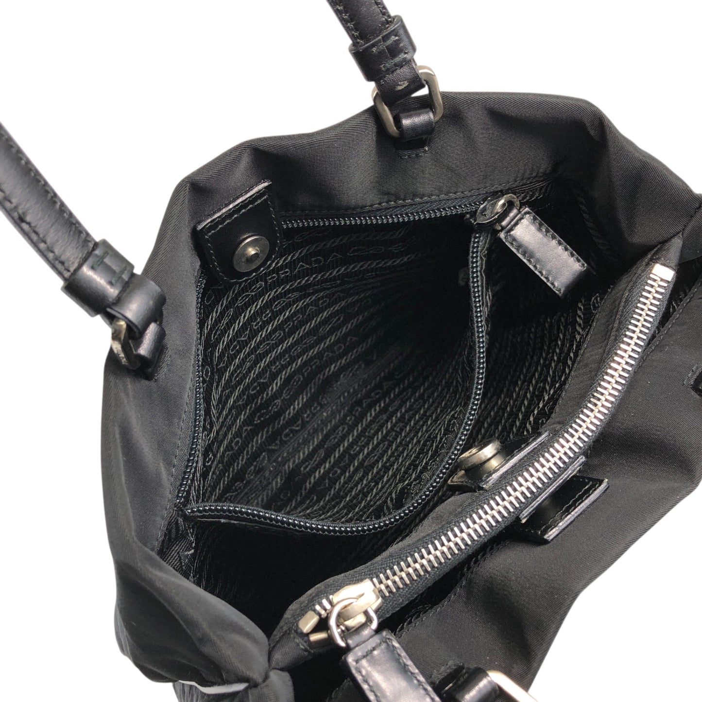 PRADA Tessuto Triangle Logo Totebag Black Vintage x4un45