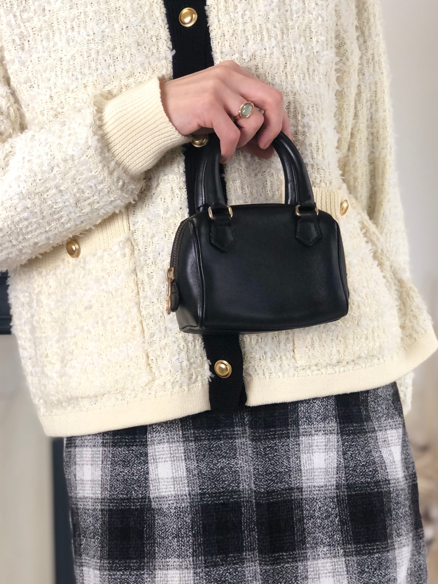 CELINE Two-way Small Handbag Shoulder bag Black Vintage tdajcw