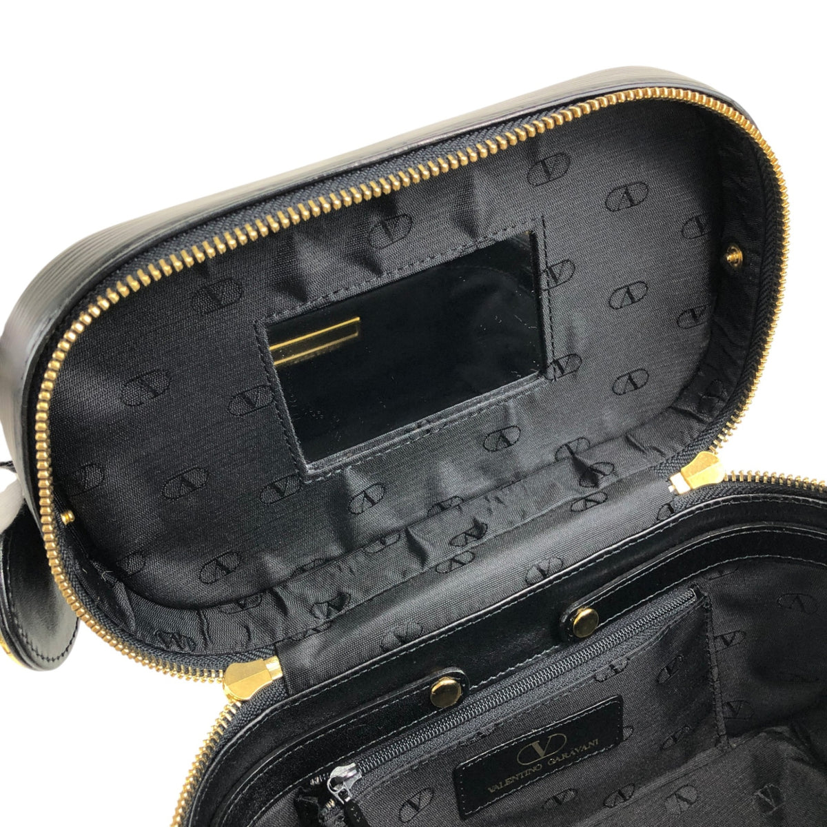 VALENTINO GARAVANI Logo Charm Two-way Handbag Shoulder bag Black Vintage b2wgf5