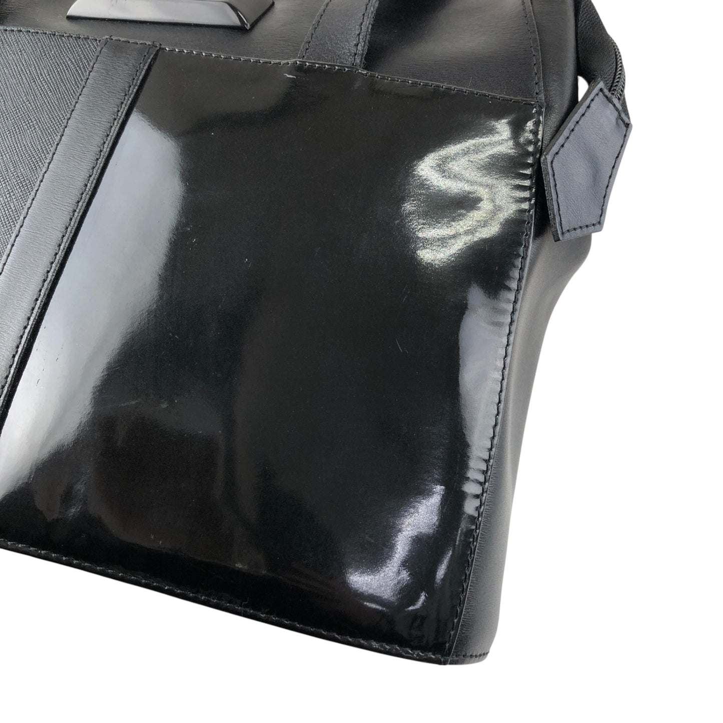 Yves Saint Laurent Logo Handbag Totebag Black Vintage hwe52c