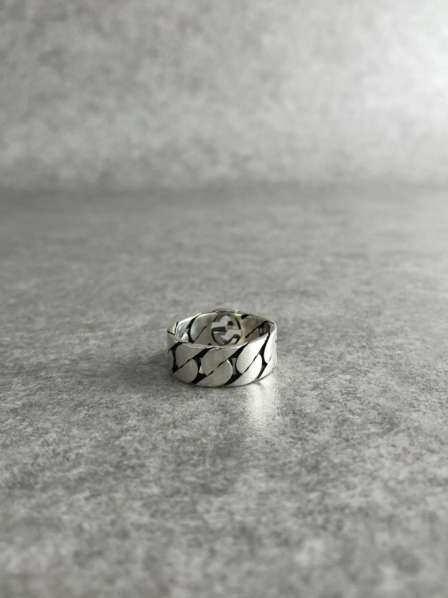GUCCI Interlocking SILVER925 Ring Silver Vintage fzzpsi