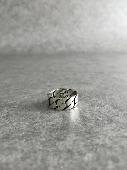 GUCCI Interlocking SILVER925 Ring Silver Vintage fzzpsi