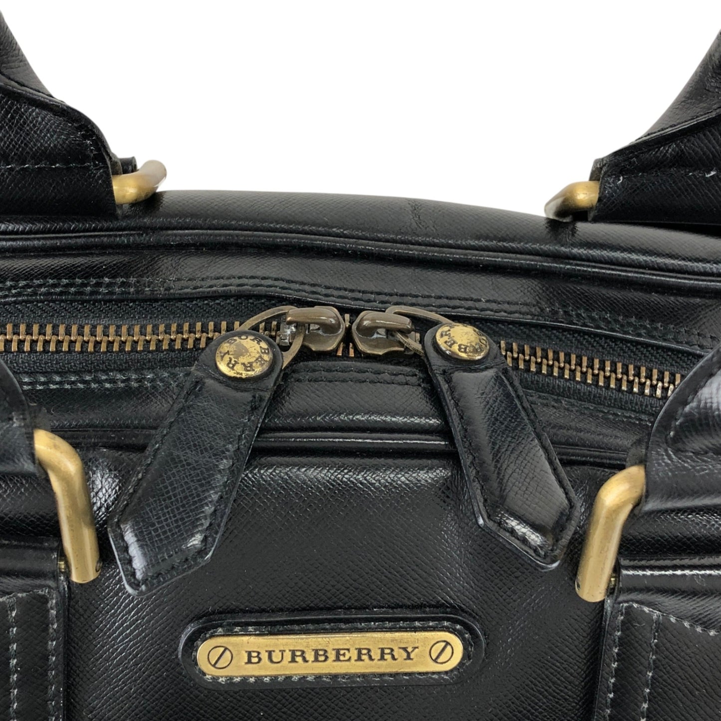 BURBERRY Logo Small Boston bag Handbag Black Vintage djr8rb