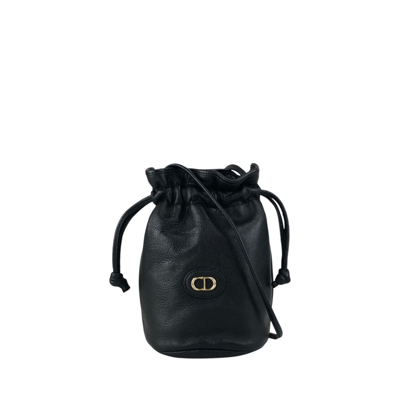 Christian Dior CD Logo Drawstring Shoulder bag Black Vintage h6xtv8