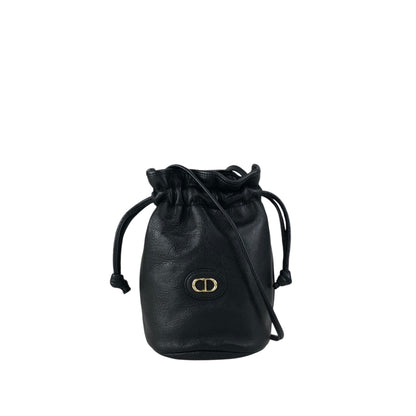 Christian Dior CD Logo Drawstring Shoulder bag Black Vintage h6xtv8