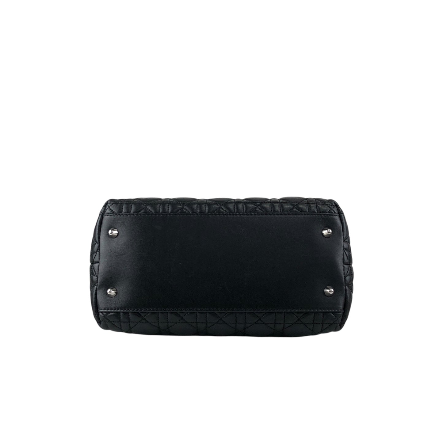 Christian Dior Lady Dior Cannage Logo Charm Handbag Black Vintage ymgxfh