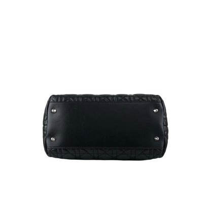 Christian Dior Lady Dior Cannage Logo Charm Handbag Black Vintage ymgxfh