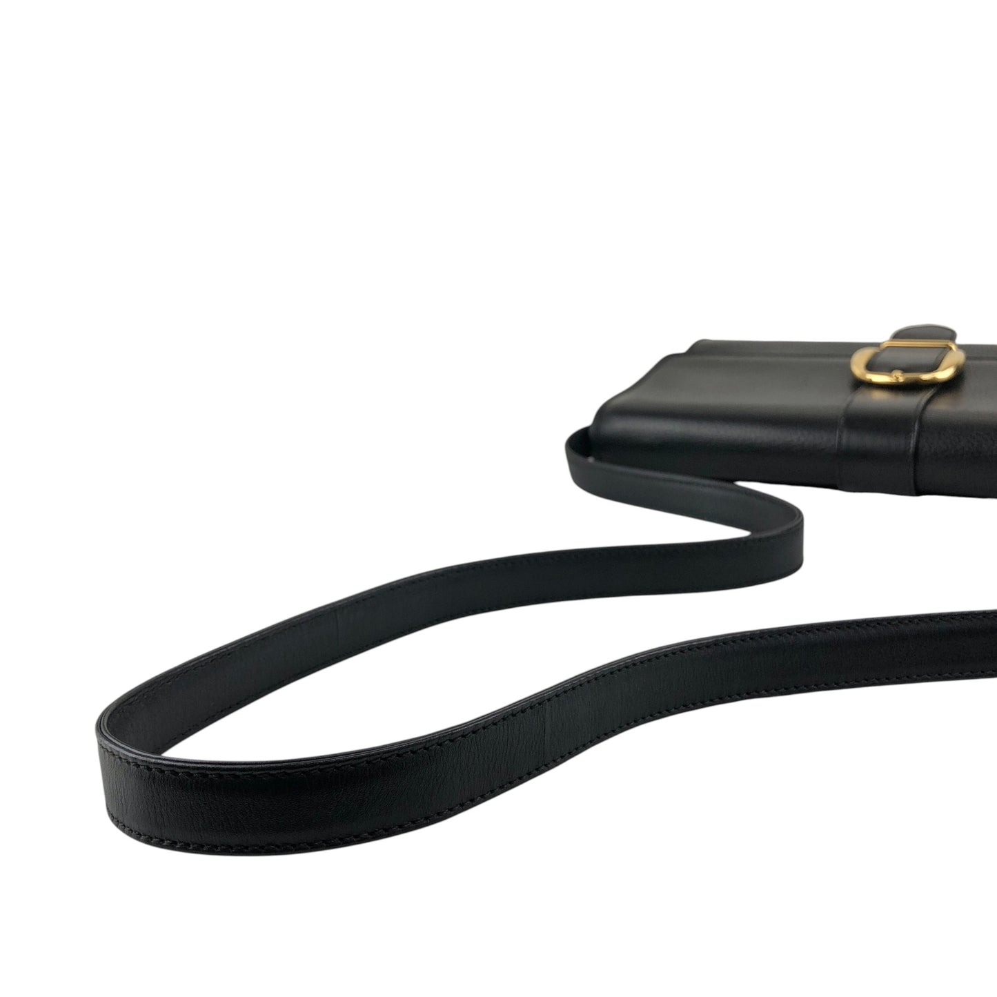 GUCCI Front Buckle Shoulder bag Black Vintage zbczdz