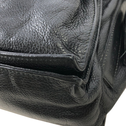 LOEWE Anagram Logo Motif Embossed Tassel Leather Drawstring Shoulder bag Black Vintage xpf265