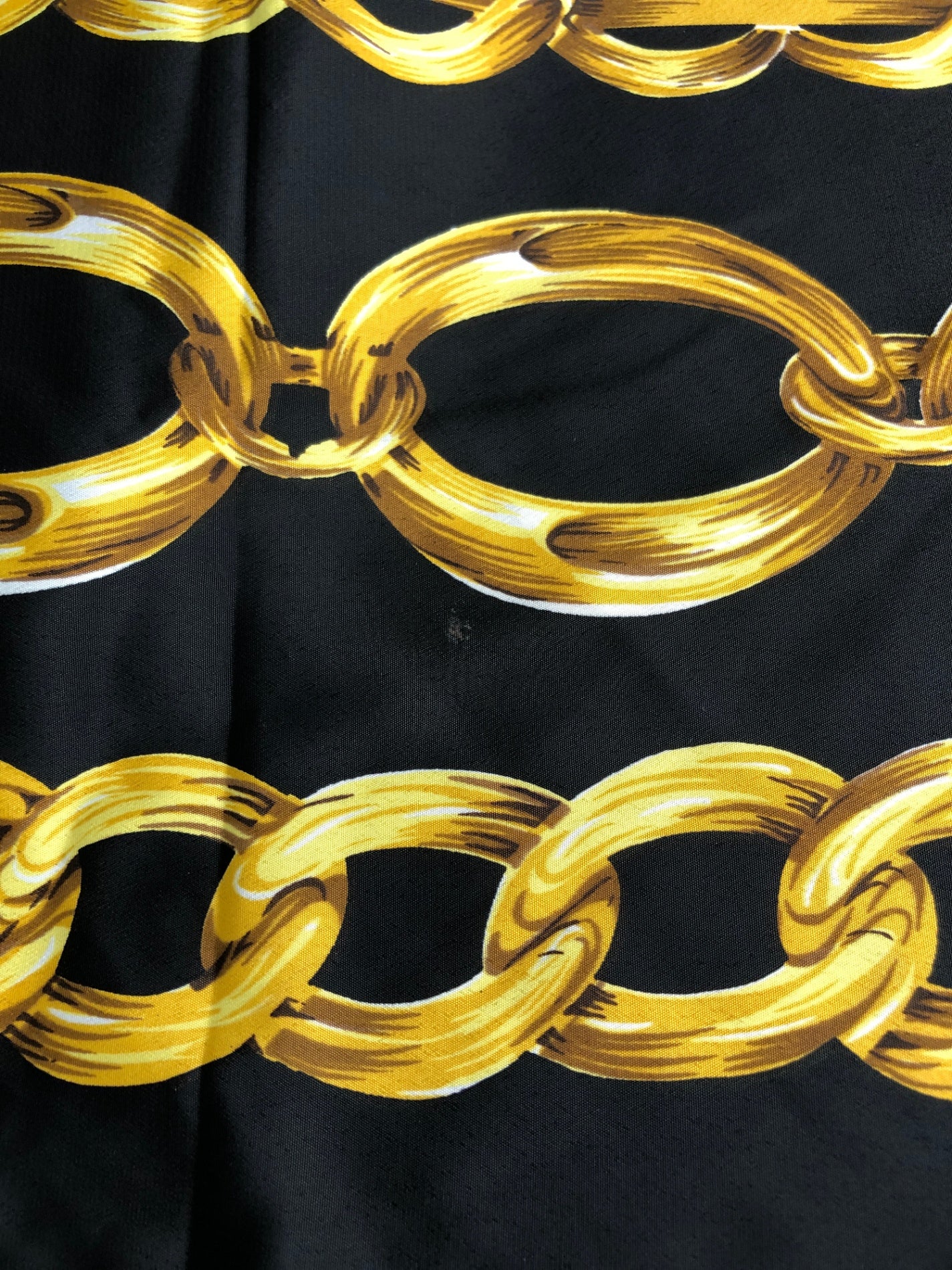 CHANEL Coco Mark SILK Scarf Black×Yellow Vintage gi546h